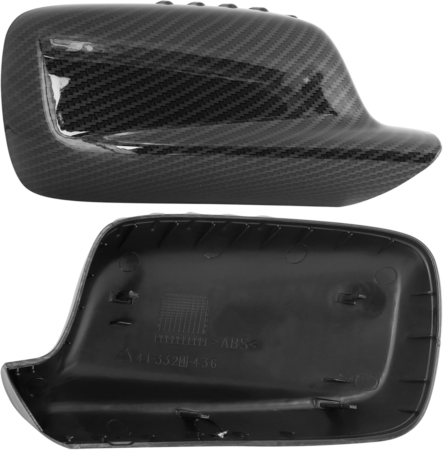 X AUTOHAUX 2Pcs Car Mirror Covering Cap Replacement for BMW E46 E65 E66 745i 750i 323Ci 325Ci 328Ci Carbon Fiber Pattern 51167074236,51167074235