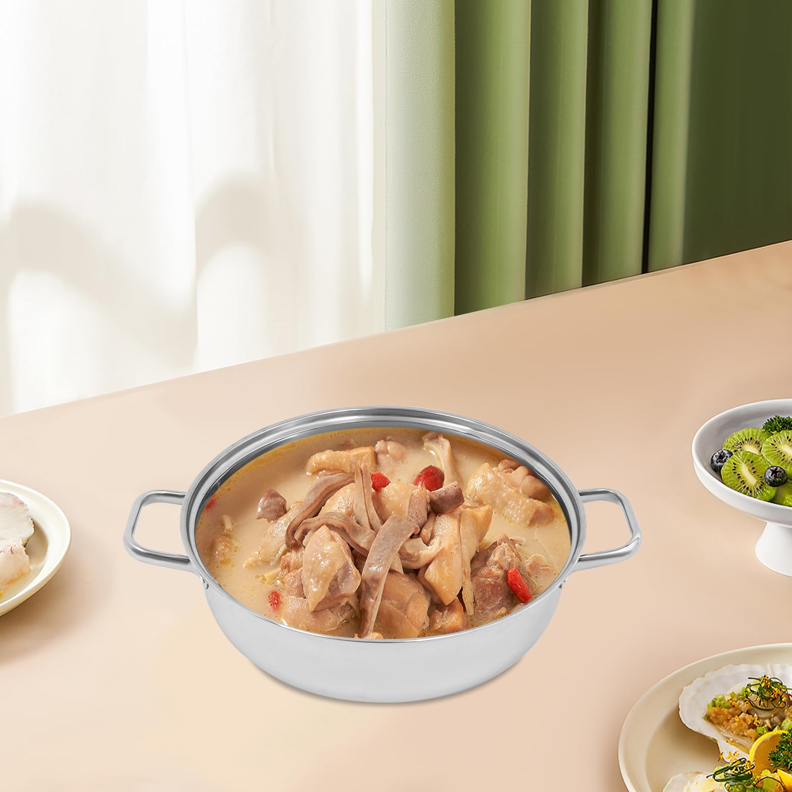 Cottura a vapore a 5 ripiani, in acciaio inox, Ø 32 cm, fornello a vapore con coperchio in vetro, pentola per piani cottura a induzione, fornello a gas, argento