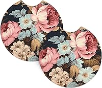 Vista 1 de Posavasos con estampado floral vintage (2.7 pulgadas de diámetro), posavasos absorbentes de agua y a prueba de fugas
