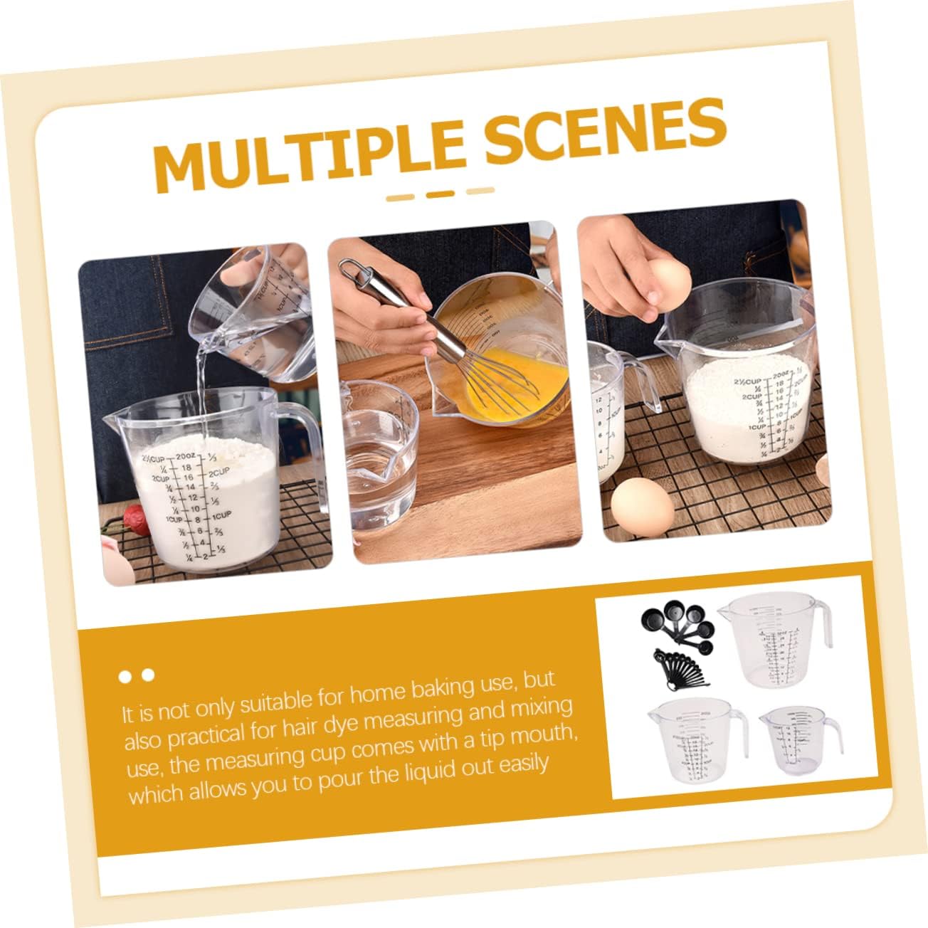 Garneck 20pcs Measuring Cups and Spoons Set Liquid Measure Tool Easy Pour Tip for Cooking and Baking Non-stick Design Scale