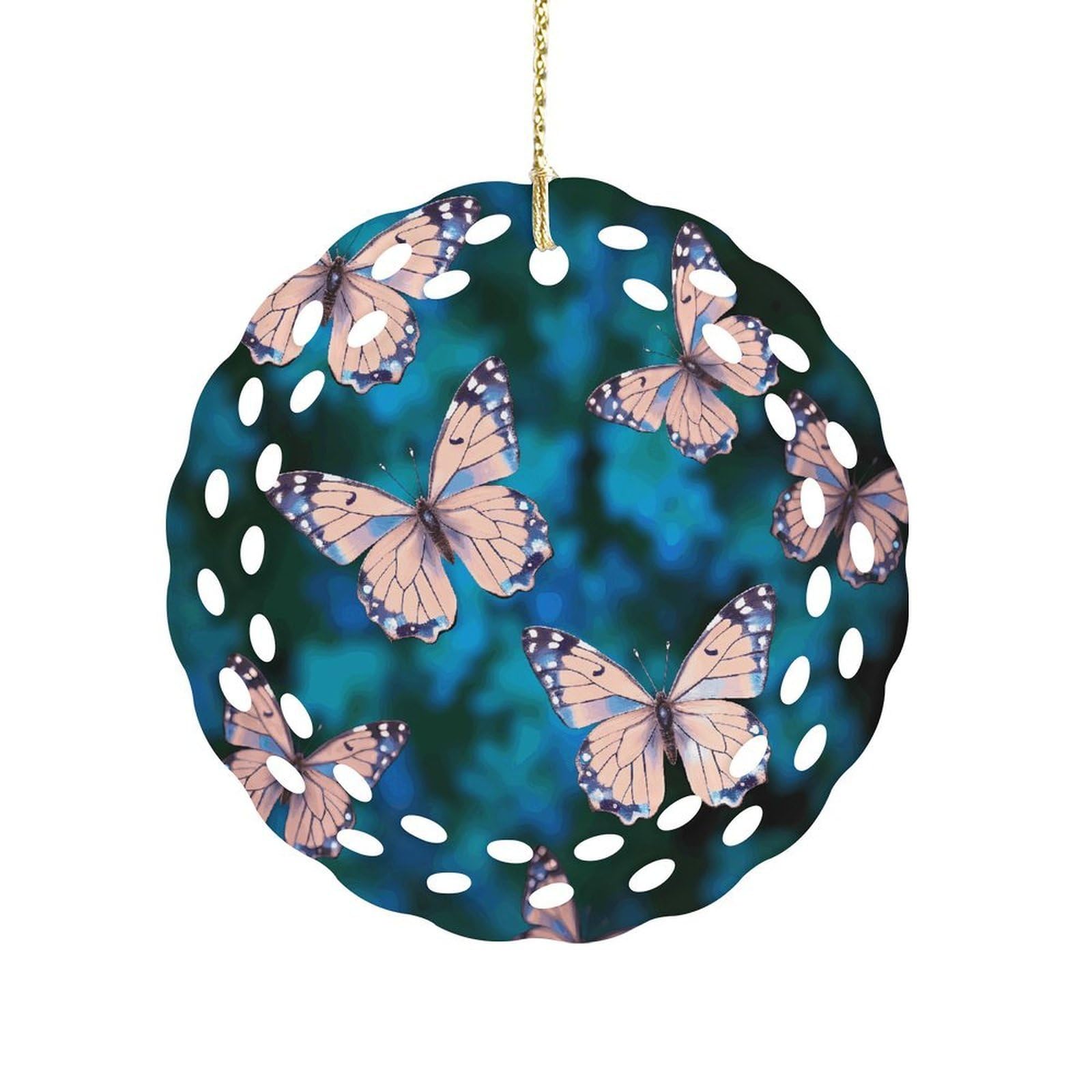 Cute Butterflies Christmas Ornament Holiday Hanging Decoration Xmas Tree Keepsake Personalized Xmas Tree Ornament Round Ceramic Ornaments for Keepsake Gifts Ideas Home Decor