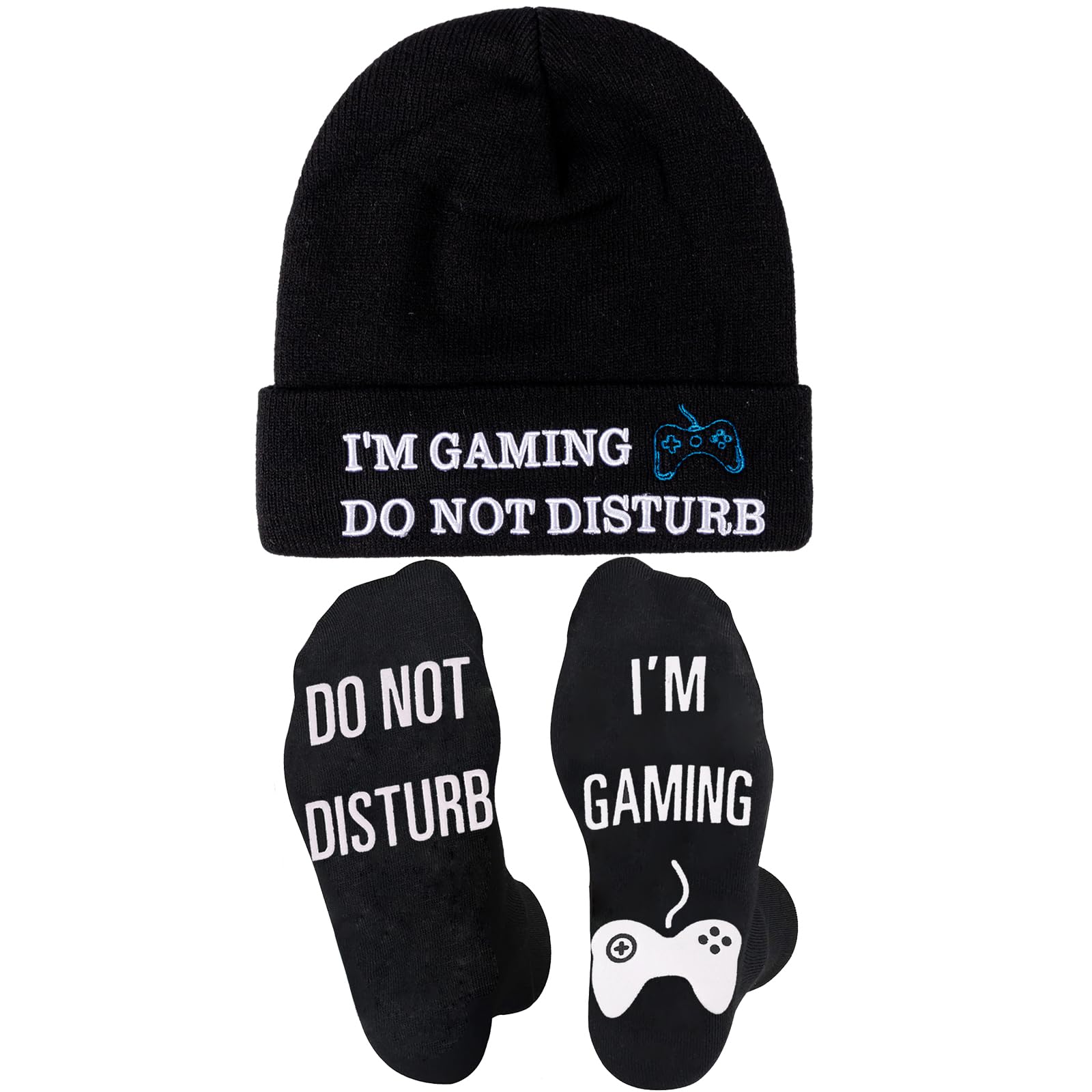 NDLBSFunny Gifts Novelty Gaming Socks Beanie Winter Hat Christmas Stocking Stuffers for Teens Boys Adult Kids Him Men
