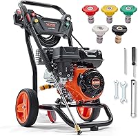 VEVOR 3400 PSI 2.6 GPM Gas Pressure Washer, Copper Pump, 5 Quick-Connect Nozzles, Spray Gun, Extension Wand, 26ft Hose