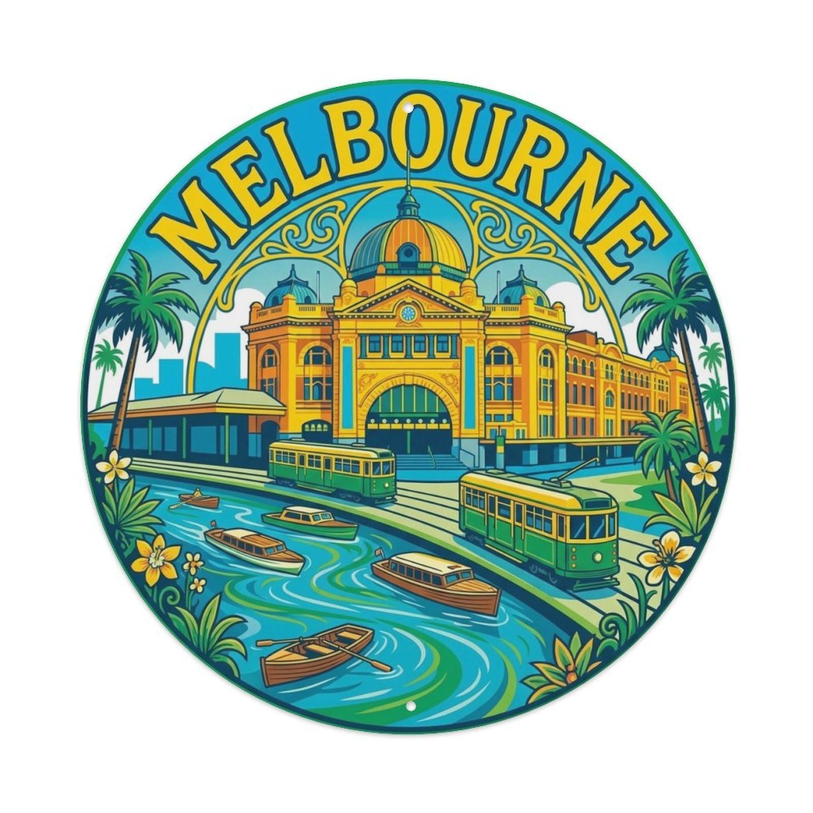 Olyhtr 8X8inch Classic Style Australia Travel Melbourne City Coast Outback Classic Metal Tin Sign