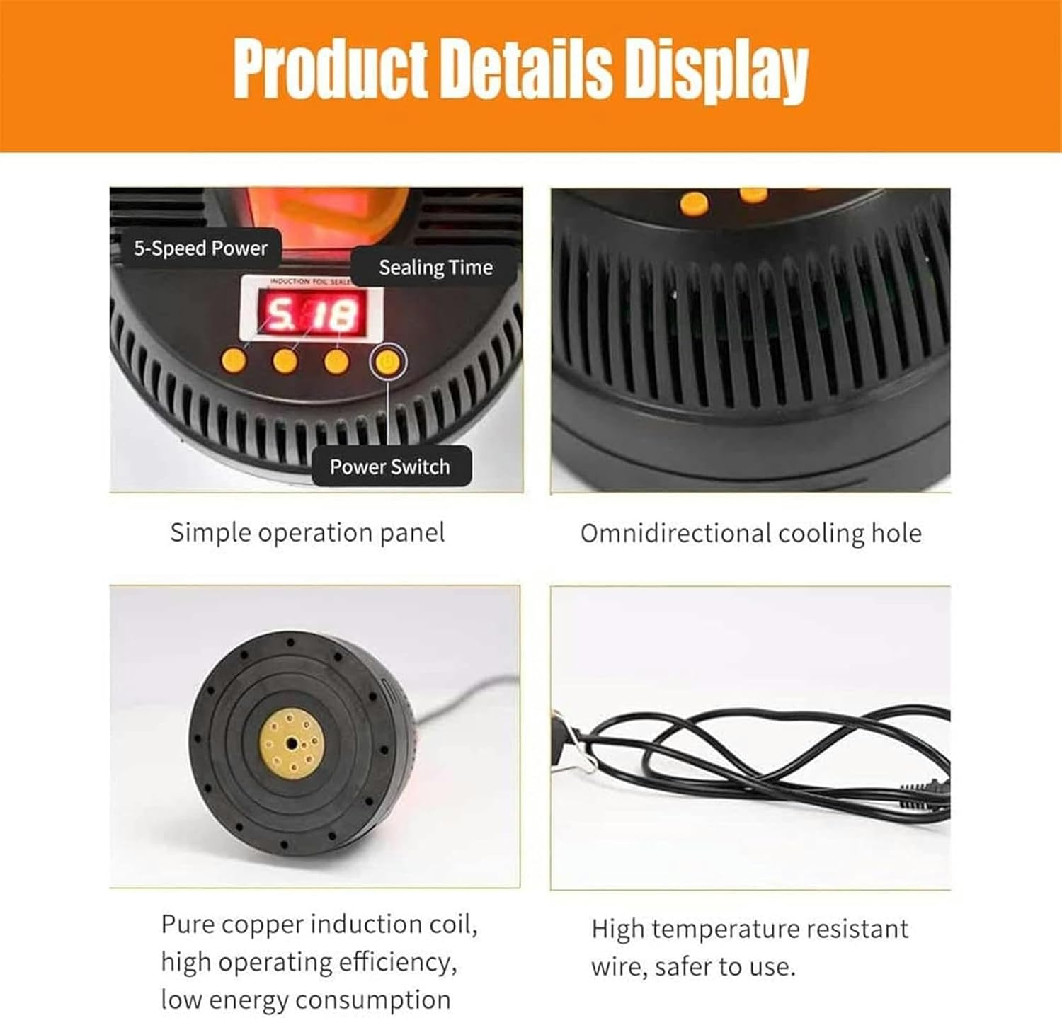 Electromagnetic Induction Sealing Machine, Manual Induction Sealer, 20-100mm Induction Sealer Bottle Cap Sealing for Aluminum Foil Sealing