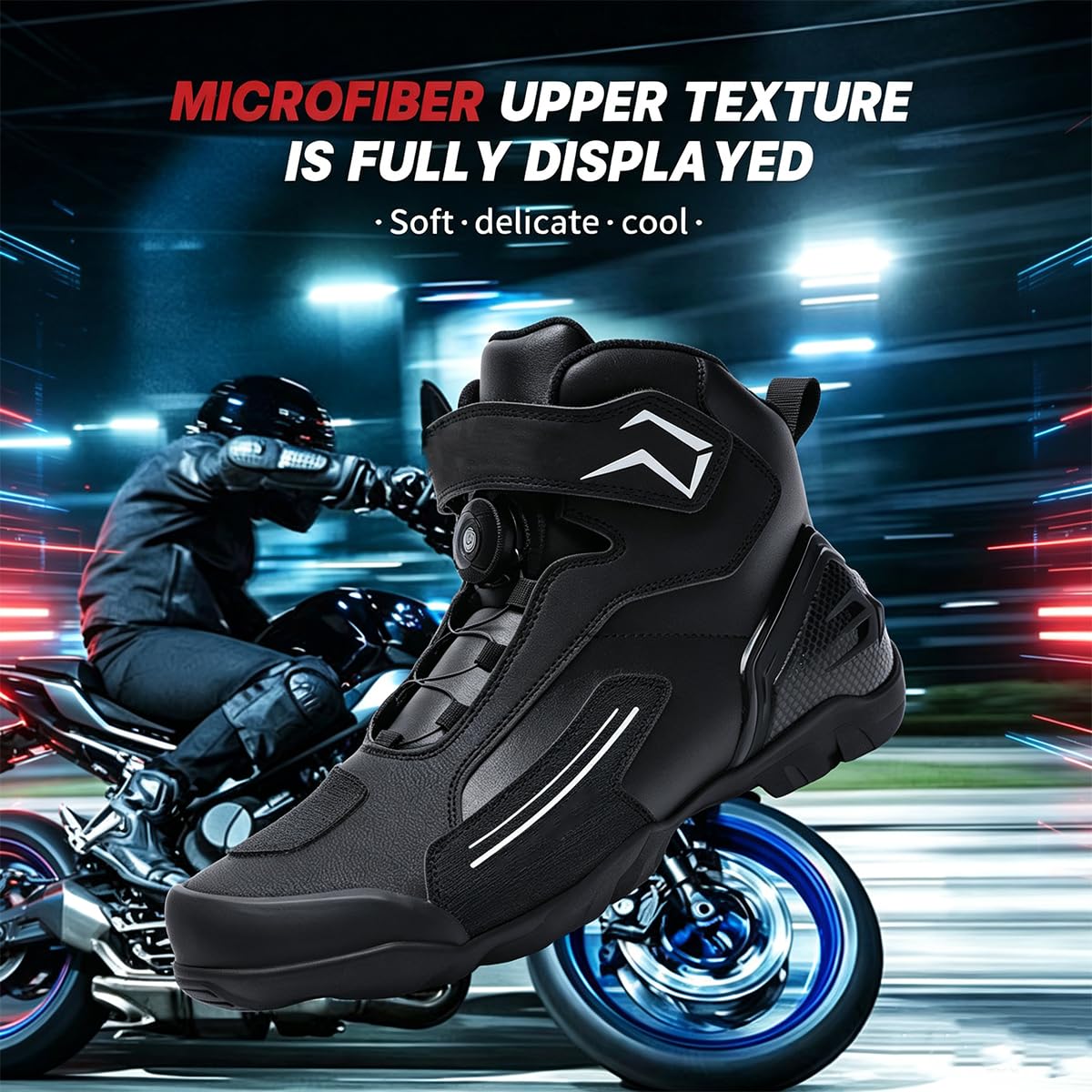 Scarpe Moto Uomo Stivali Moto in Pelle Rinforzate | Supporto alla Caviglia, Suola Antiscivolo, Impugnatura del Cambio, impermeabile, Enduro Adventure, Adulto