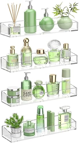 Miniatura 9 de 2 estantes flotantes de acrílico para pared, estantes de acrílico transparente de 15 pulgadas, estante de baño con dos tipos de instalación, estante