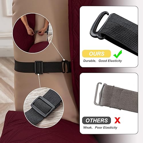 Miniatura 4 de Funda reclinable 100% impermeable para sillón reclinable, funda reclinable para sala de estar (rojo vino, 23 pulgadas)