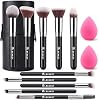 Set de brochas de maquillaje BEAKEY, 13 piezas con estuche, 10 brochas y 2 esponjas | Cerdas sintéticas suaves, brocha para base líquida, set de brochas para sombras, brocha para rubor en crema, set de brochas de maquillaje de viaje 1