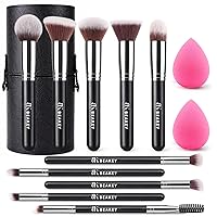 Vista 1 de Conjuntos de brochas de maquillaje BEAKEY, juegos de brochas con esponjas de maquillaje (10+2 piezas, con estuche negro)