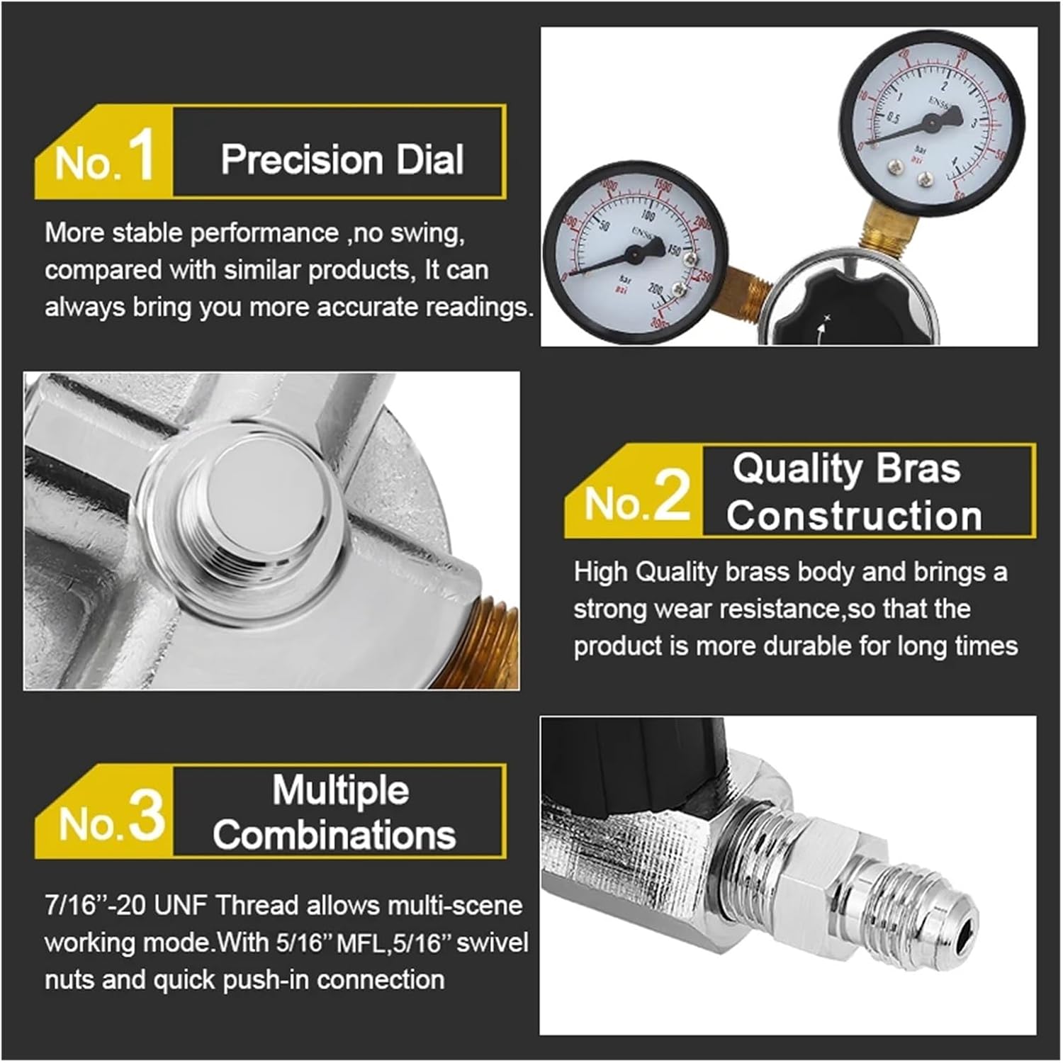Brewing accessories Co2 Pressure Regulator for Beer, CGA320 Quick Disconnect Keg Regulator with Independent Control Valve for Stable Carbonated beer Brewing accessories(Type 2)