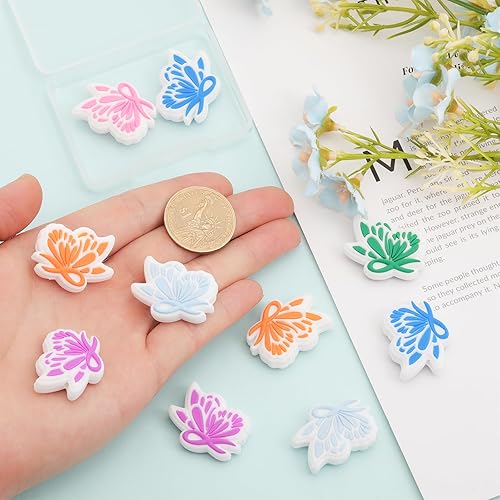 Miniatura 3 de CHGCRAFT 12 cuentas focales de silicona, 6 colores, cinta de mariposa, cuentas espaciadoras para hacer llaveros, pulseras, collares, manualidades