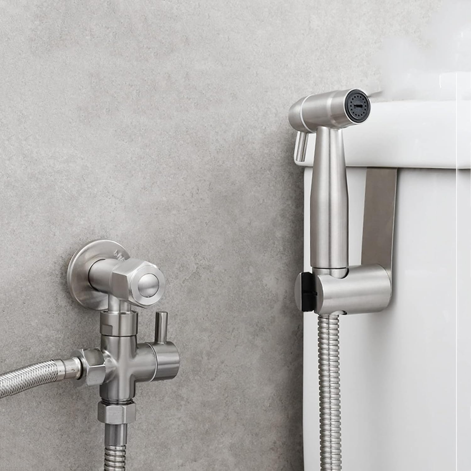 HandheldSprayer Attachment 304 Stainless Steel Cloth Diaper Sprayer Bathroom ToiletAttachment Set for Bathing Pets Feminine Hygiene, Brushed,Drawing b(Drawing a)