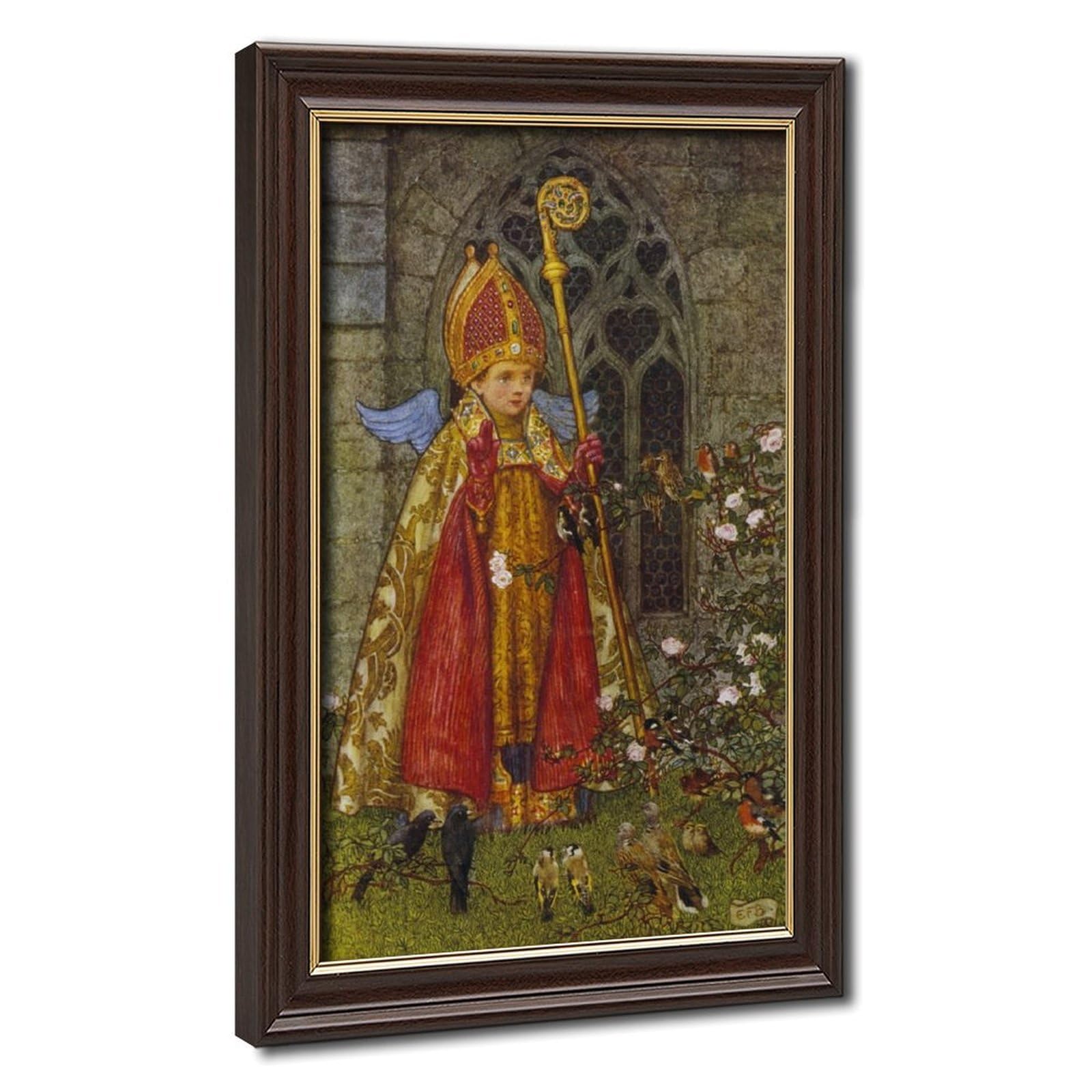 WCYB Saint Valentine Ministering to The Birds by Eleanor Fortescue Brickdale Prints Posters Canvas Deco Paintings Wall Art For Office Hangable Frame 16" L X