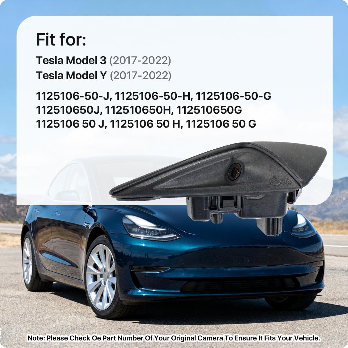 1125107-50-J Front Right Side Fender Camera Replacement for Tesla Model 3 2017-2022 & Tesla Model Y 2017-2022, OE Trun Signal Repeater Wing Cam Replaces 1125107-50-H, 1125107-50-G by GreenYi