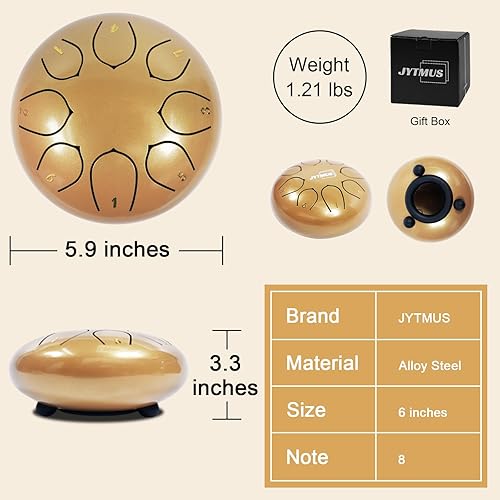 Vista 28 de Tambor de lengua de acero, 13 notas, 12 pulgadas, tambor de acero con bolsa de tambor, libro de música, mazos de tambor, soporte de mazo, púas