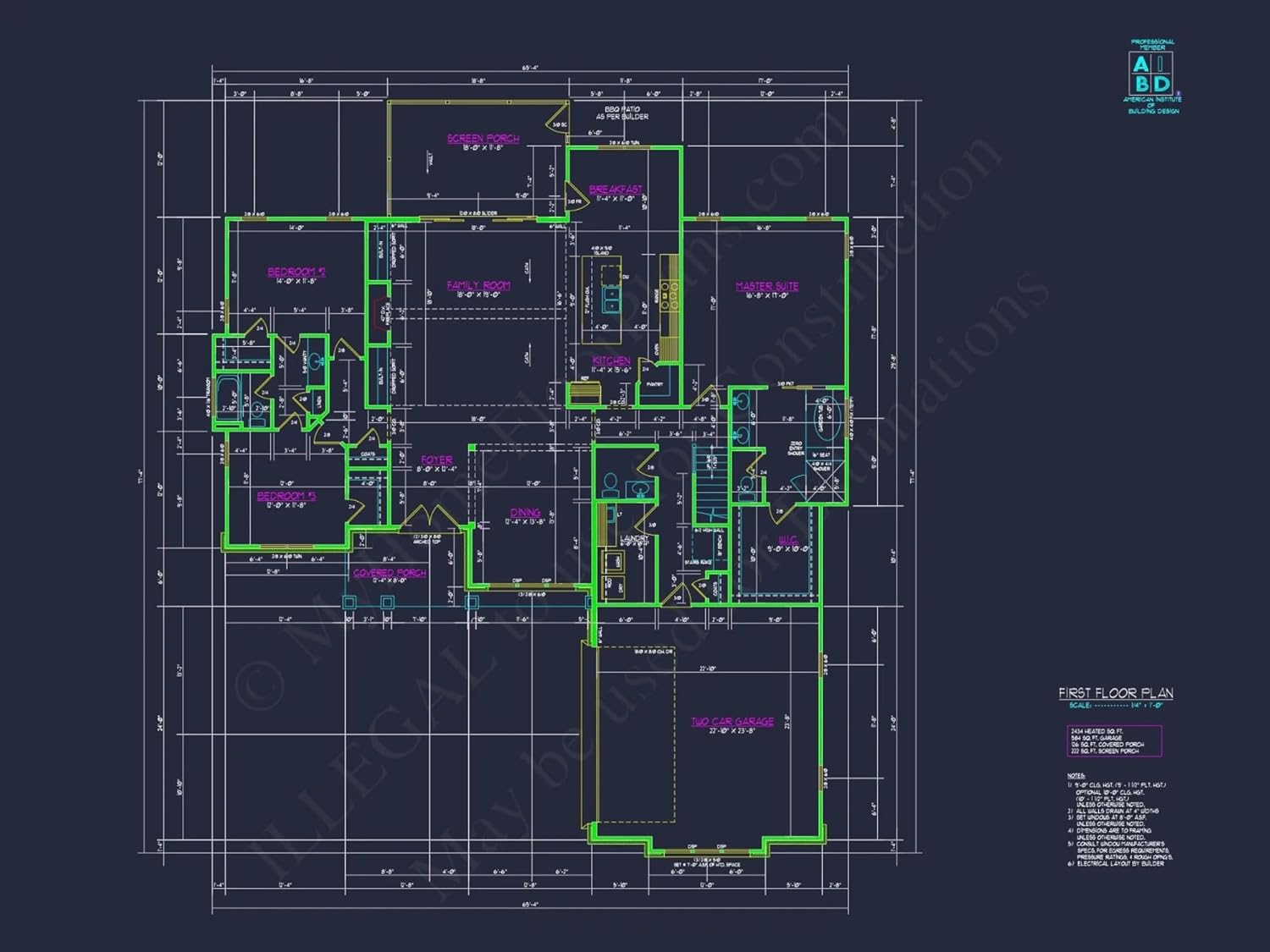 20-1685 HOUSE PLAN - Craftsman House Floor Plan: CAD Blueprint with Elegant Designs