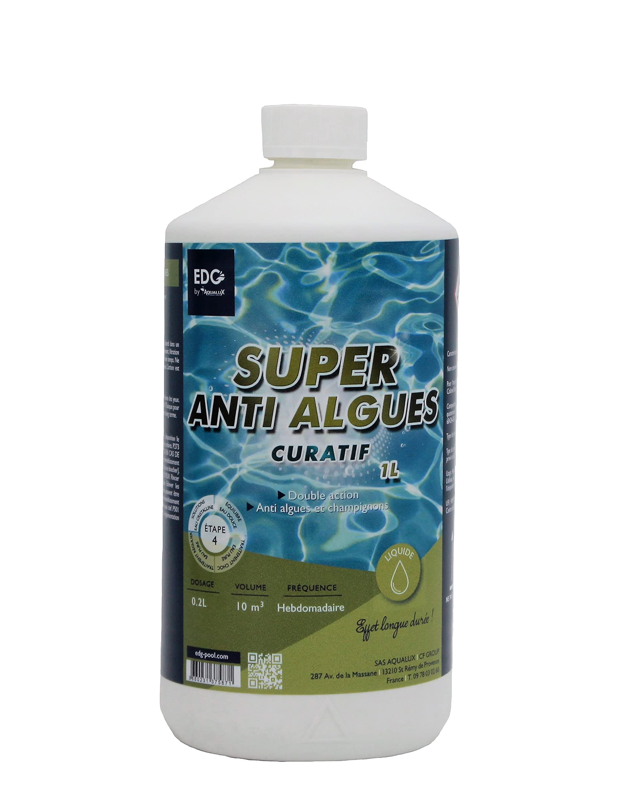 EDG by AQUALUX Super Anti-ALGUES CURATIF Liquide - 1L | Anti Algues Curatif - Action Choc + 10 Tests HPS OFFERTS 6 en 1