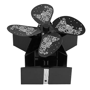 Furnace Fan, Pattern High Temperature Resistant 4 Blades Heat Powered Fan for Living Room for Indoor for Home(Black)