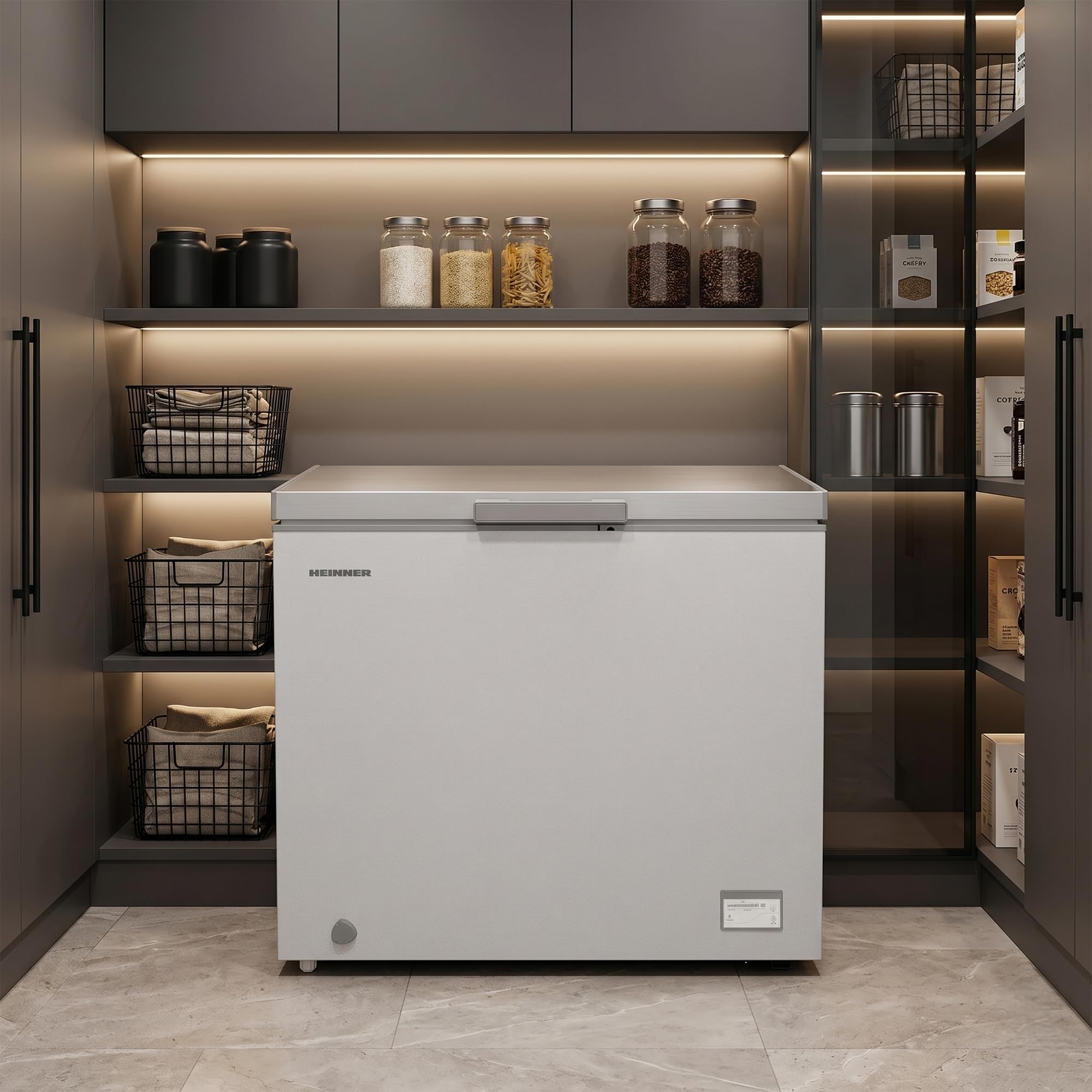 HCF‑HM246CSE++ – Gefriertruhe 246 L – Energieeffizient, Inverter‑Kompressor, Schnellgefrierfunktion, LED‑Display & Innenbeleuchtung, Silber – 5 Jahre Garantie