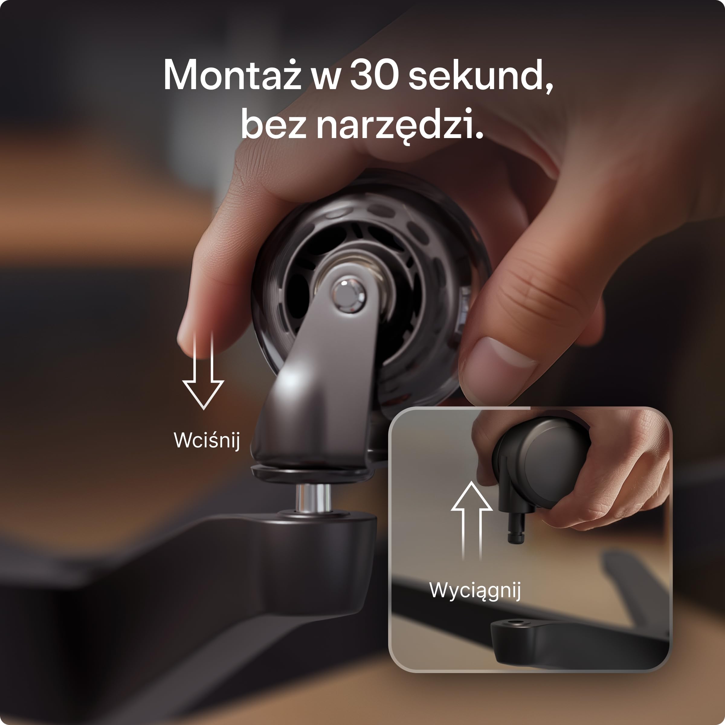 Desktronic 11 mm x 22 mm Zestaw 5 Kółek do Krzeseł Biurowych – Gumowe, Płynne i Wytrzymałe – Czarne, 250kg – Idealne na Podłogi z Twardego Drewna, Dywany, Laminaty i Płytki (NIE dla 1KEA)