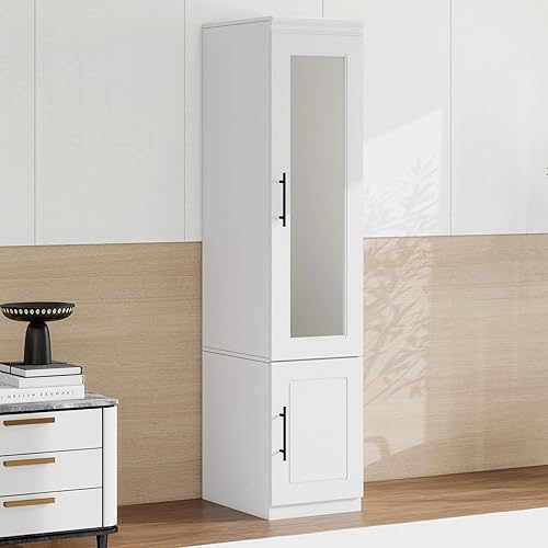 Miniatura 14 de Armario Armario: Juego de 2 modernos armarios de esquina para dormitorio con vidrio, armario de almacenamiento de ropa de madera de gran capacidad