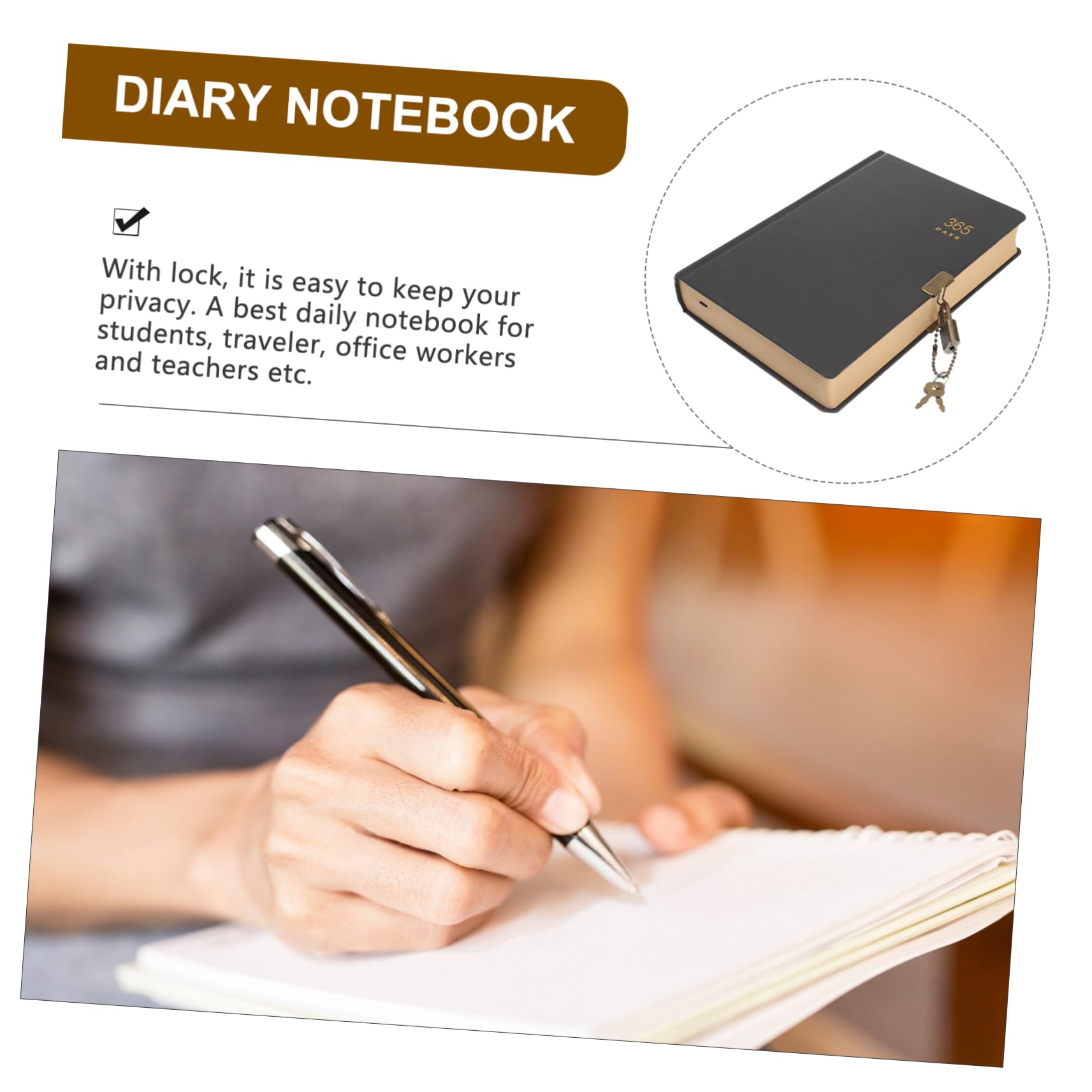 Ciieeo Quaderno Diario da Giorni Agenda Personale Organizer con Lucchetto Cancelleria Portatile per Casa Ufficio Scuola Stile Casuale