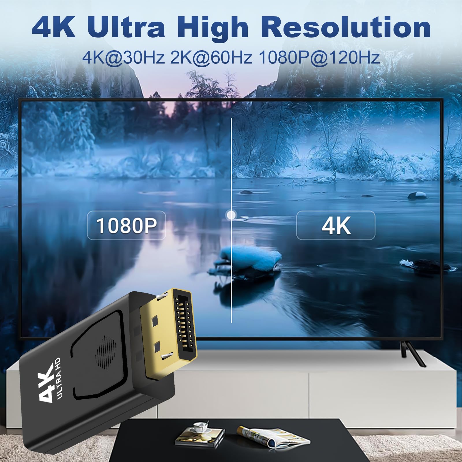 Adattatore DisplayPort a HDMI 4K, Vemfay 2 Pezzi Convertitore DP Maschio a HDMI Femmina