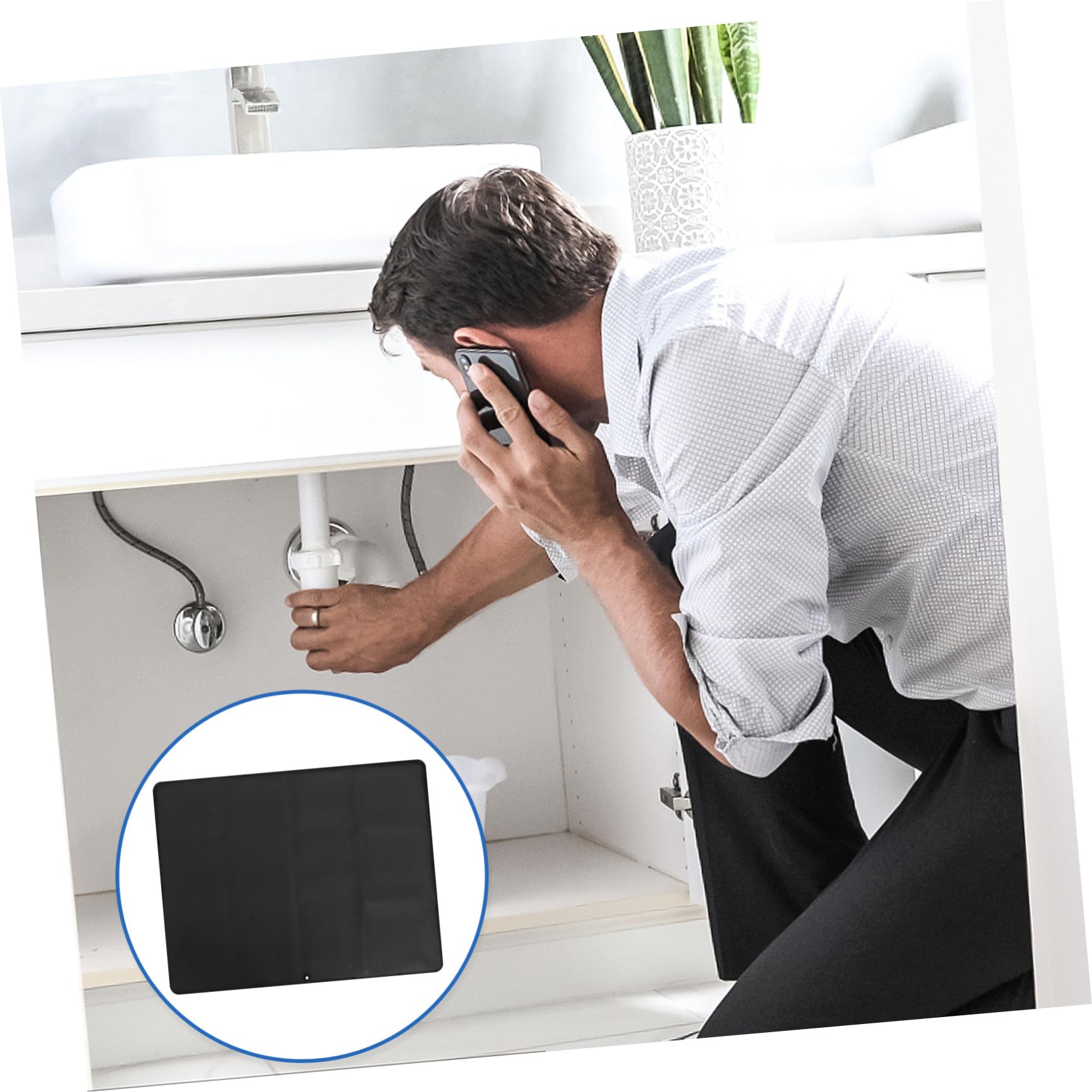 Tappetino Sottolavello 60x60 Cm in Gomma Nera Fori di Drenaggio, Rivestimento Protettivo per Mobili Cucina e Bagno, Facile da Pulire e Resistente