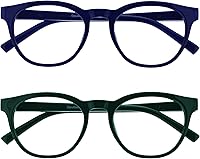 Vista 8 de OPULIZE BLU Blue Light Blocking Reading Glasses for Women Men, Cool Round Frame with Anti-Glare, UV and Eyestrain Protection