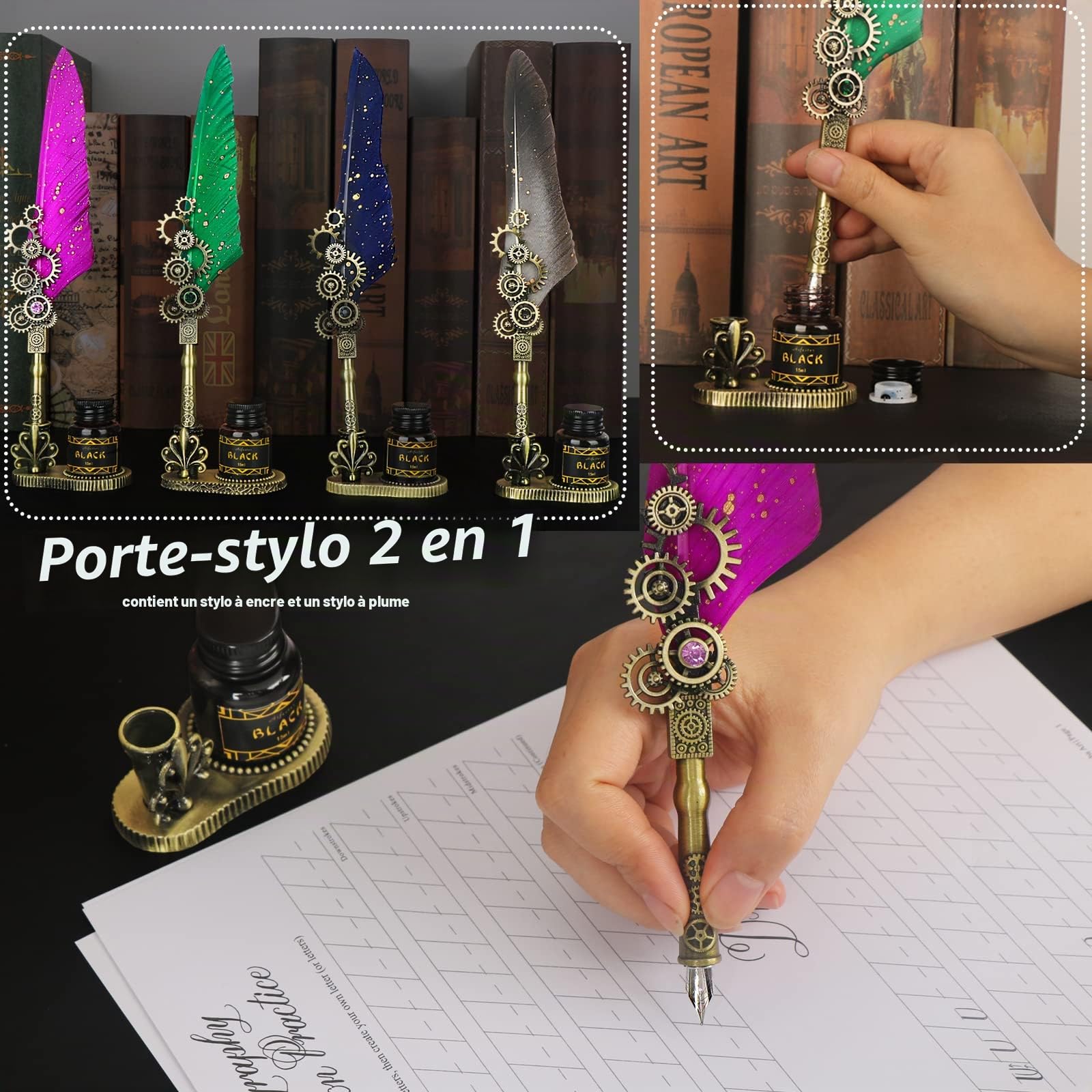 MPRINCE Ensemble de plume en encre, ensemble de stylo de calligraphie, stylo de calligraphie pour l'écriture, cadeau d'anniversaire pour les amoureux de l'écriture à la main, stylo de signature