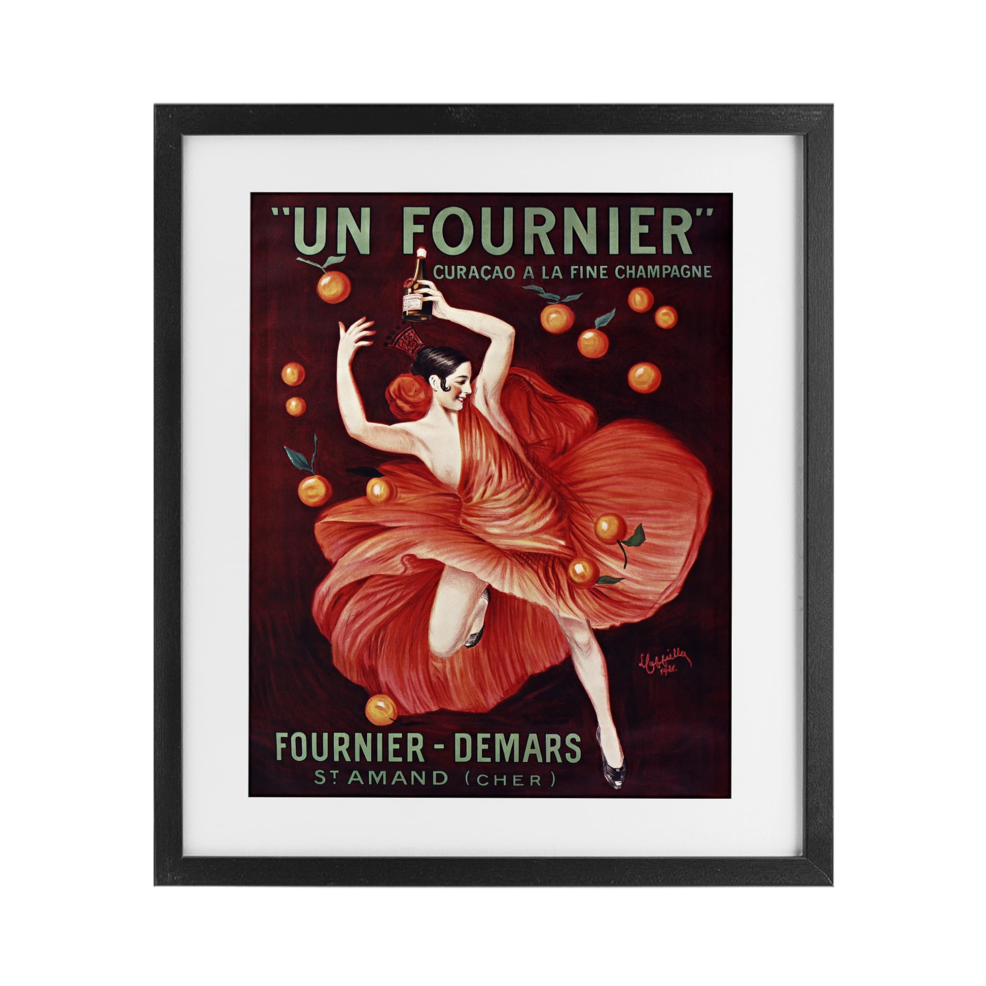 'Vintage Champagne Dancer in Red'| Framed Print Under Glass