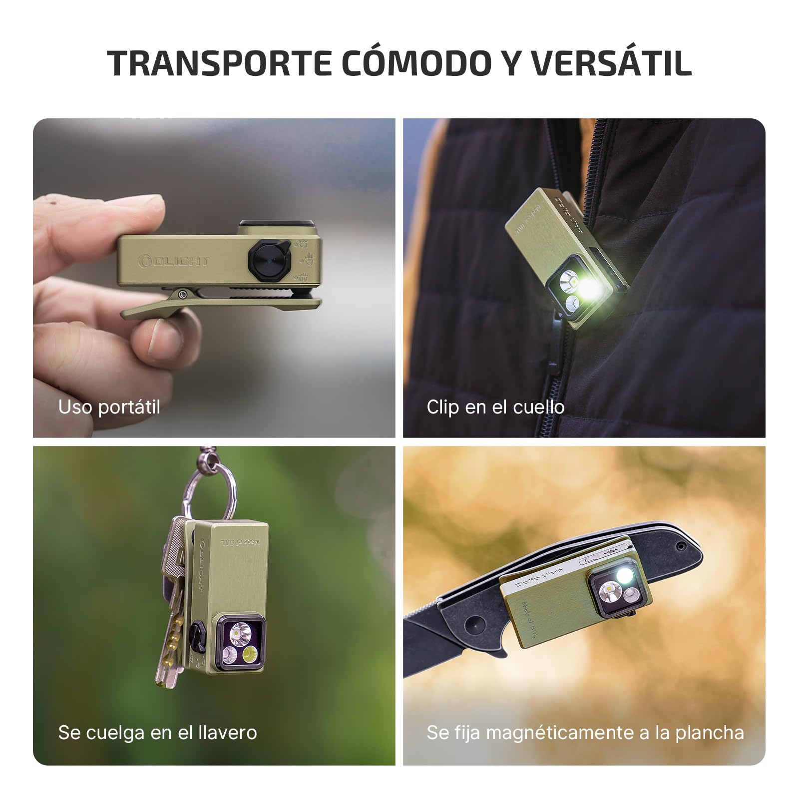 OLIGHT Oclip Ultra Mini Linterna de Clip EDC Recargable 530LM 130M | Fabricado en OAL, Magnetizable, Resistente al Agua IPX6, Luz Concentrada/Difusa y Rayos UV, Para Uso Exterior e de Emergencia