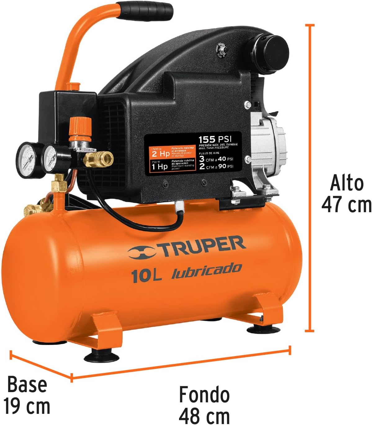 TRUPER COMP-10L 2.6-Gal Oil-Lubricated Air Compressor. 120-Volt POWER TOOL. 1 Pack