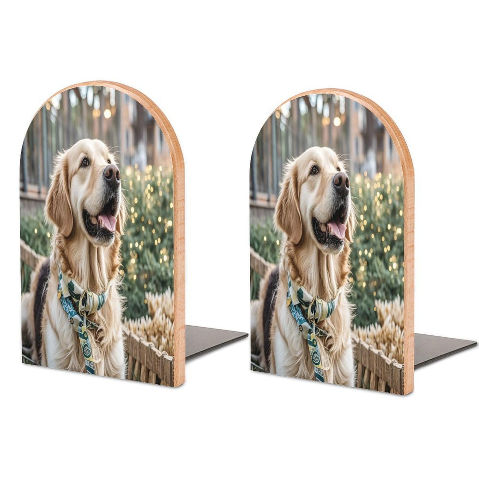 Golden Retriever Dog Bookend for Shelves Unique Book End Sturdy Books Holder Heavy Duty Wooden Bookends Support Non-Slip Book Organizers Decorative Modern Bookend Holder for Home