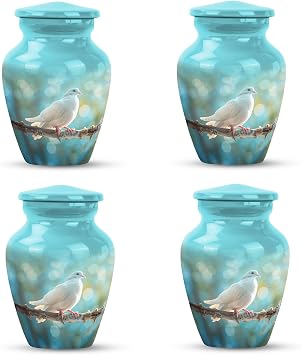 PYOR Dove Urn - 3 Inch Urn - Small Urns for Human Ashes Set of 4, Mini Urns for Human Ashes Blue, Ashes Holder, Urn for Ashes Adult Male|Female, Urns for Cremation Ashes Mother|Father, Funeral Urn
