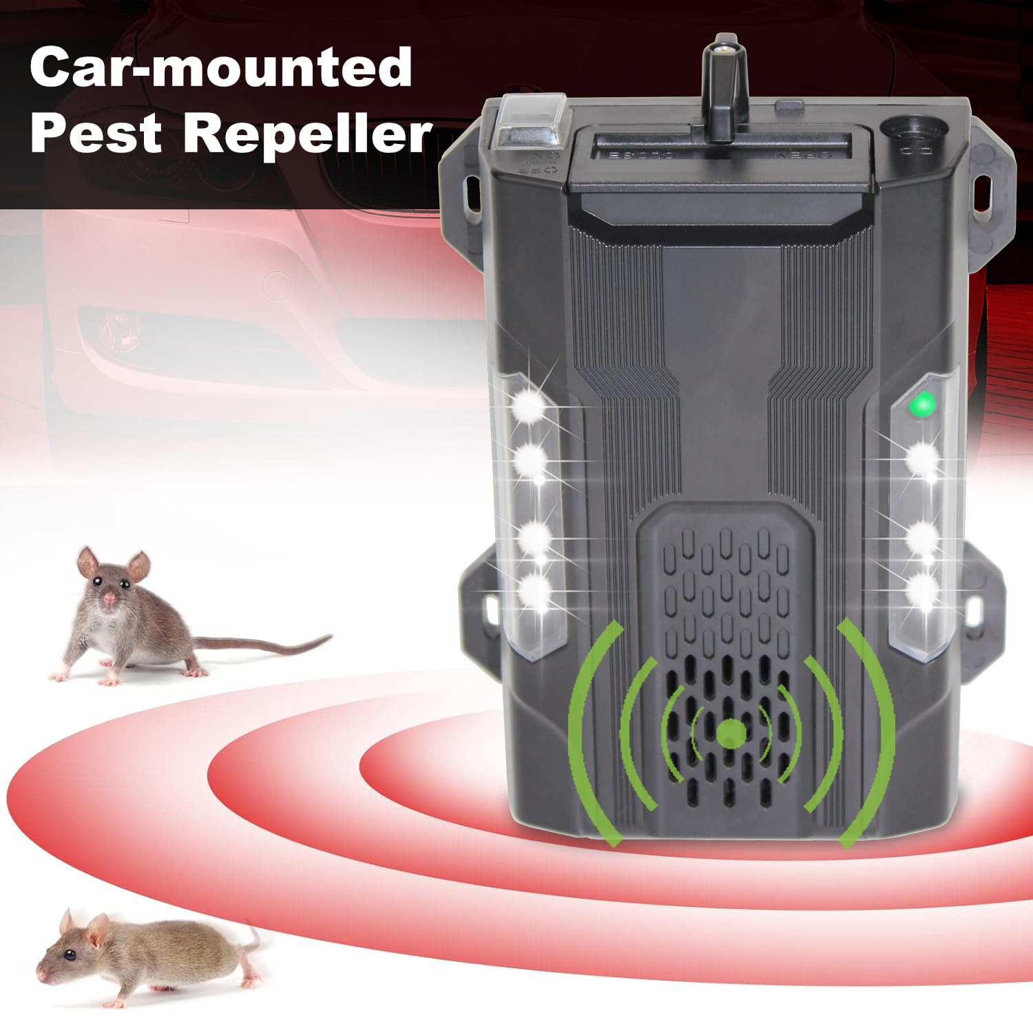 2X Repelente de martas para Coche: Ultrasonidos y Luces Intermitentes, Protección eficaz a Largo Plazo contra martas, Conexión a batería de Coche de 12V, Dispositivo automático de Repelente