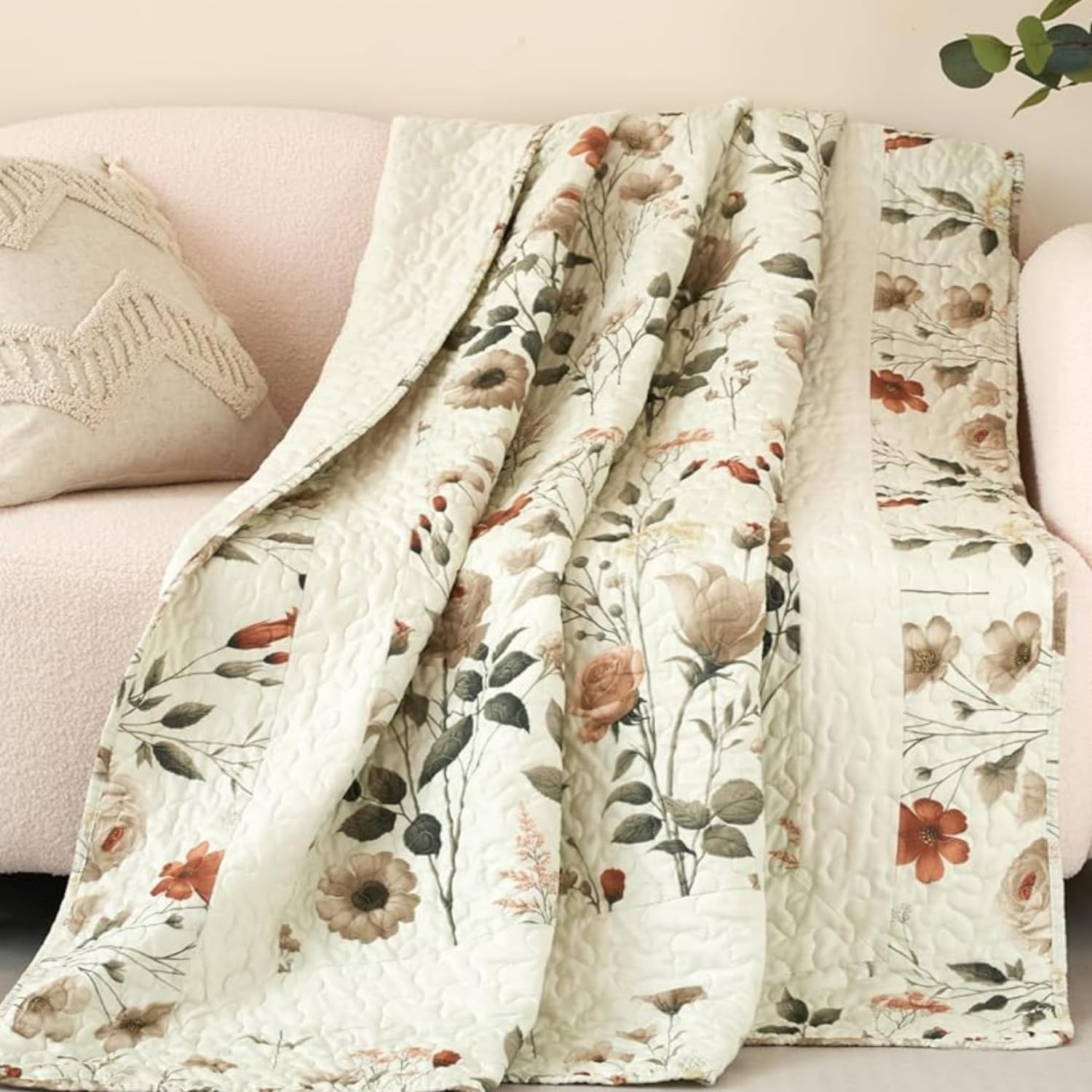 Sponsored Ad - DaDa Bedding Enchanted Meadow Reversible Floral Cozy Lightweight Lap Throw - Perfect for Couch or Bed, Beige Victorian Garden Pallete, All-Season Comfort, Machine Washable, 50x60 Inches