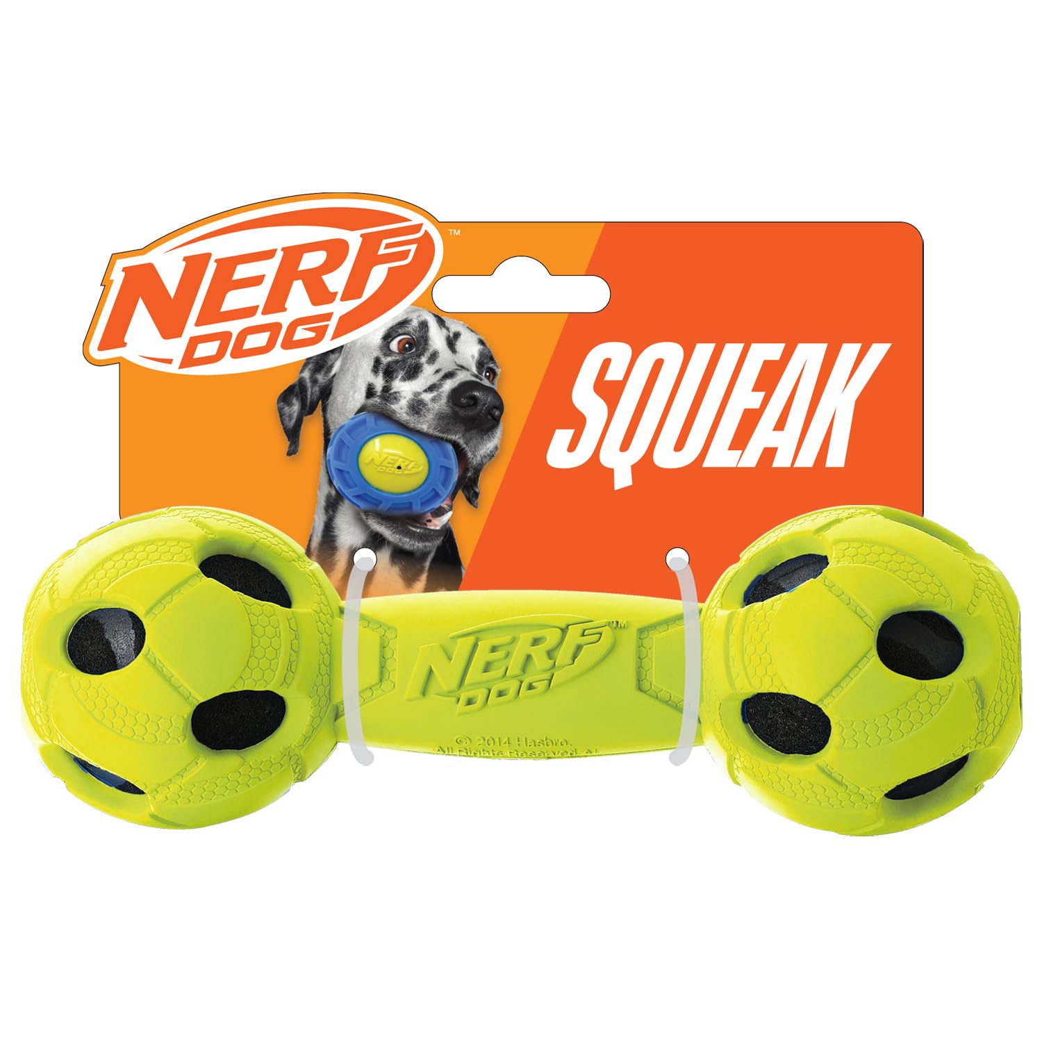 Nerf Dog Rubber Wrapped Bash Barbell, Medium-Size Durable Fetch Toy for Dogs, Green