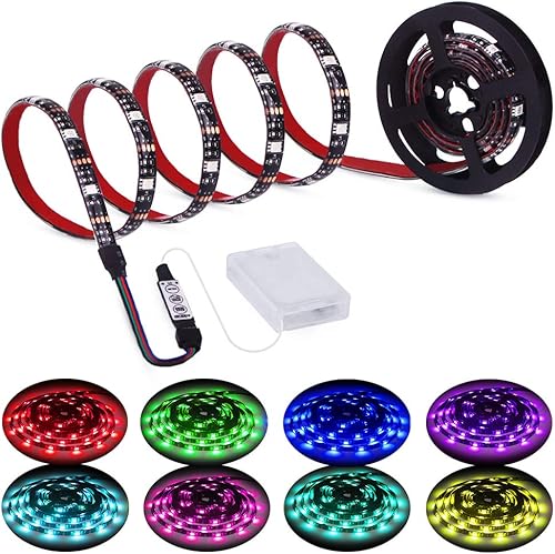 Tira de luces LED con pilas RGB luces LED tira de luces con batería 3 llaves controlador