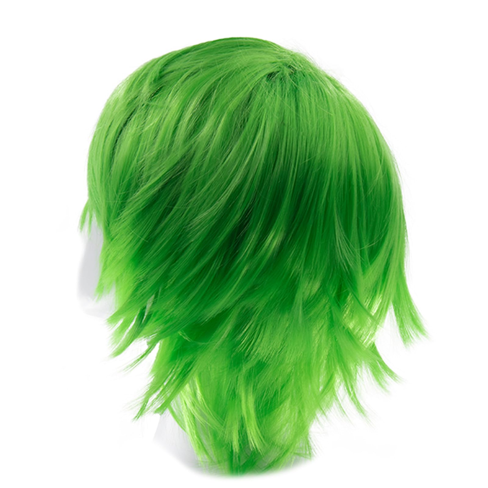 Dcbaboo Green Short Curly Wig 12" Natural Fluffy Layered Straight Hair for Men/Women - Image 3