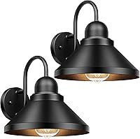 Vista 9 de Brightever Luces de Porche de Cuello de Ganso para Exteriores, Paquete de 2 Accesorios de Luz de Granero Exterior Estilo Granja, Lámparas de Pared