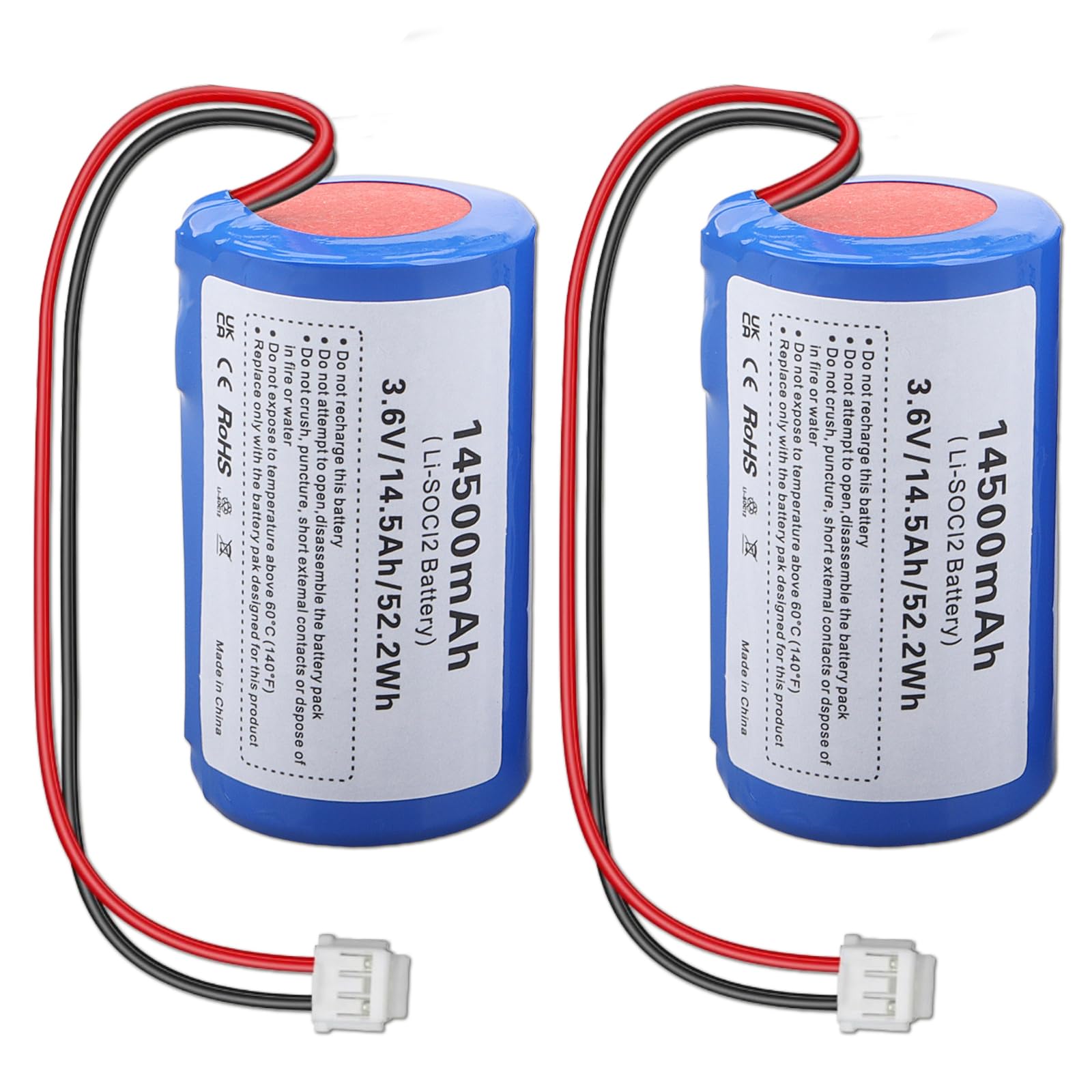 2 Pz Batteria Li-SOCl2 ER34615M 3,6V 14500mAh compatibile con DSC WT4911 | 2 Pezzi, Non Ricaricabile, WT4911B WT8911 ADT, Sistema Allarme Esterni