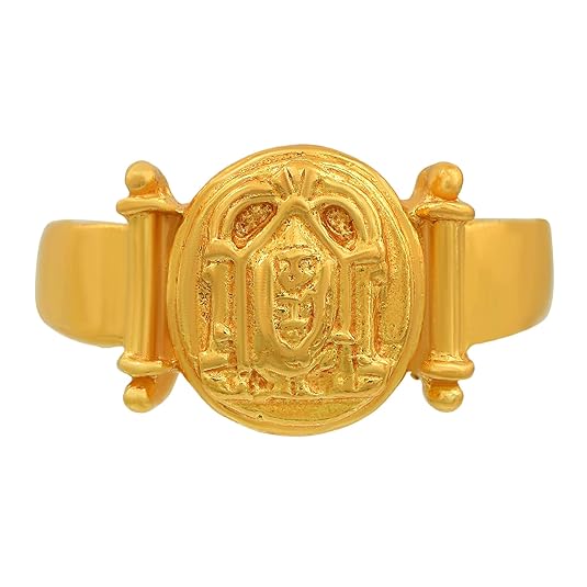 24Kt Gold plated Brass, Round shape, Lord venkatesh, Tirupati balaji, Heavy Superb Finish Stylish Fashion finger ring For Men and Women