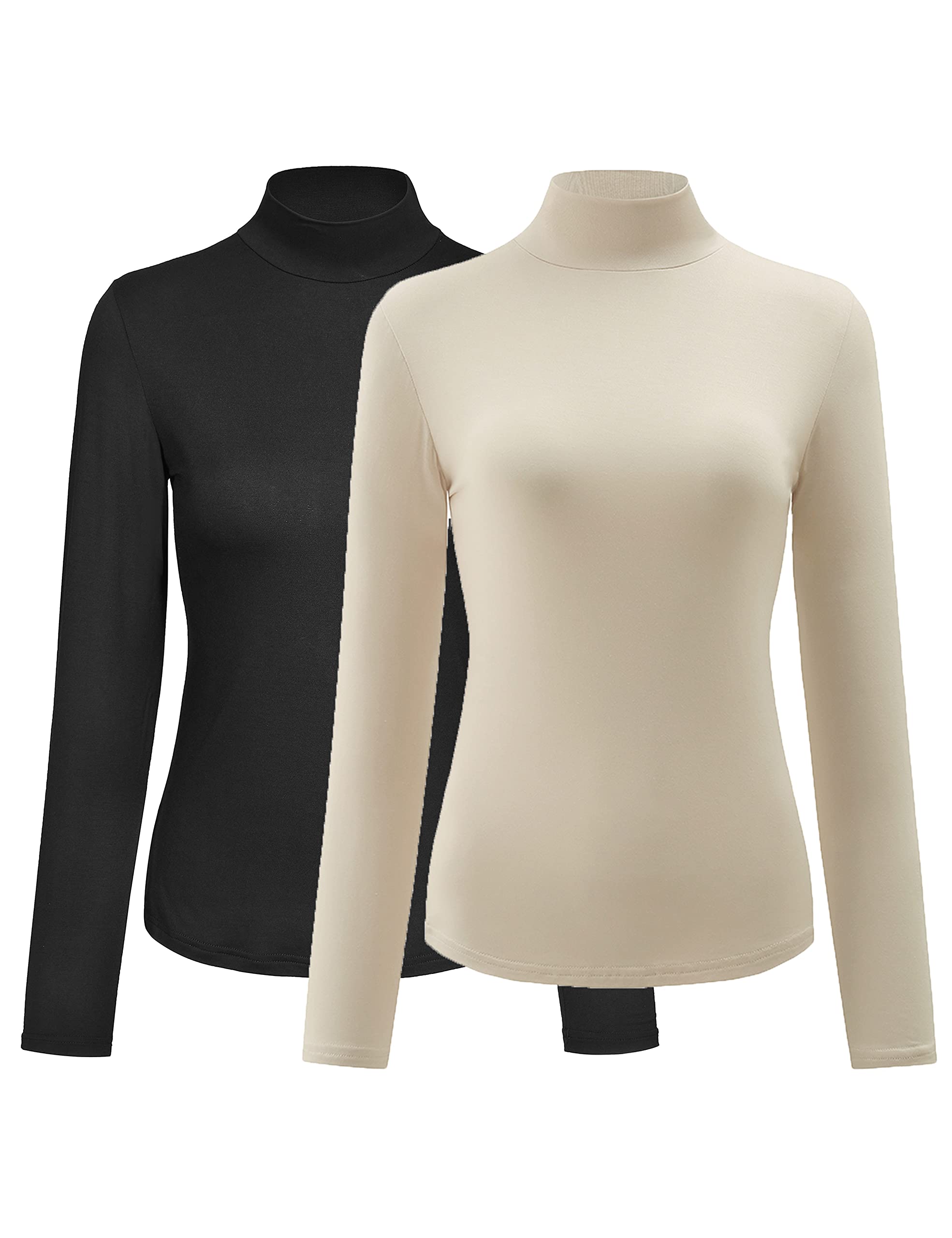 Kindcall Womens Slim Fitted Mock Turtleneck Tops Long Sleeve Lightweight Base Layer Shirts