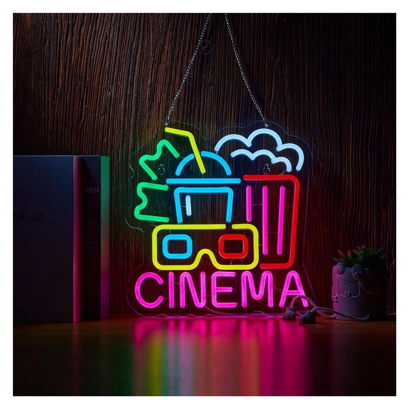 Decoración Lámparas Letrero De Neón CINEMA, Decoración Alimentada Por USB Para Cine En Casa Y Cafetería 30cm/11.81(in)×39.3cm/15.47(in)