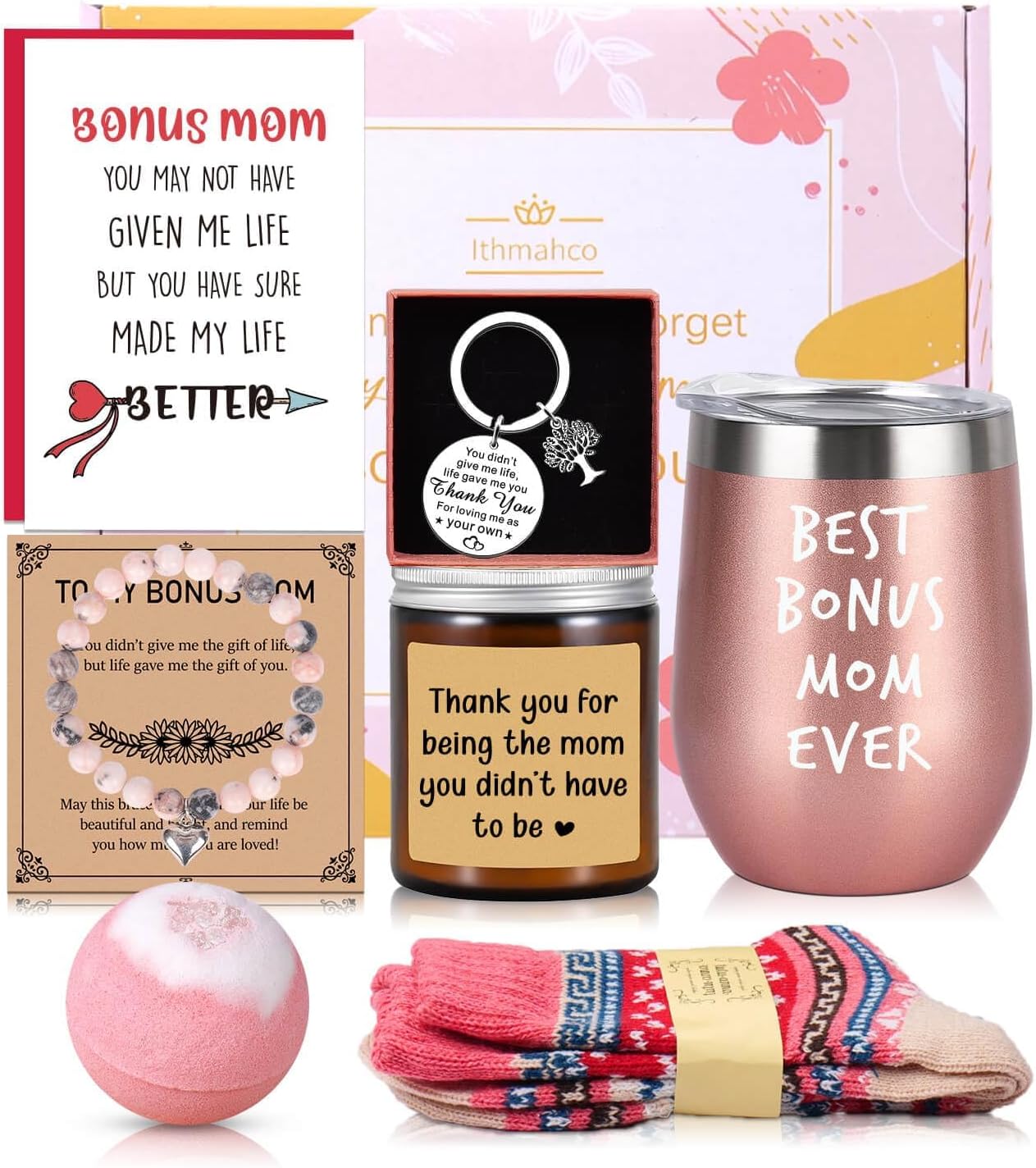 Ithmahco Bonus Mom Mothers Day Gifts, Step Mom Mothers Day Gifts, Best Bonus Moms Ever Gift Basket, Stepmom Gift Ideas From Daughter Son
