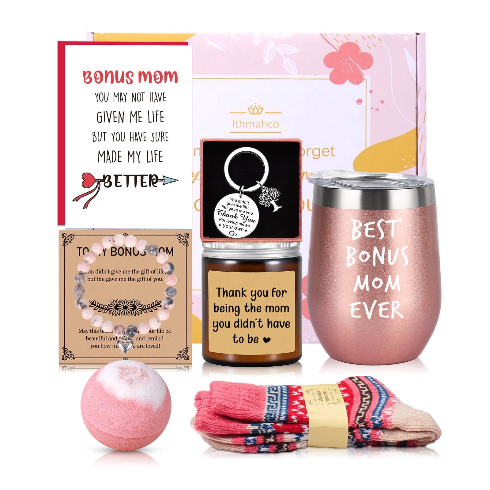 Ithmahco Bonus Mom Mothers Day Gifts, Step Mom Mothers Day Gifts, Best Bonus Moms Ever Gift Basket, Stepmom Gift Ideas From Daughter Son