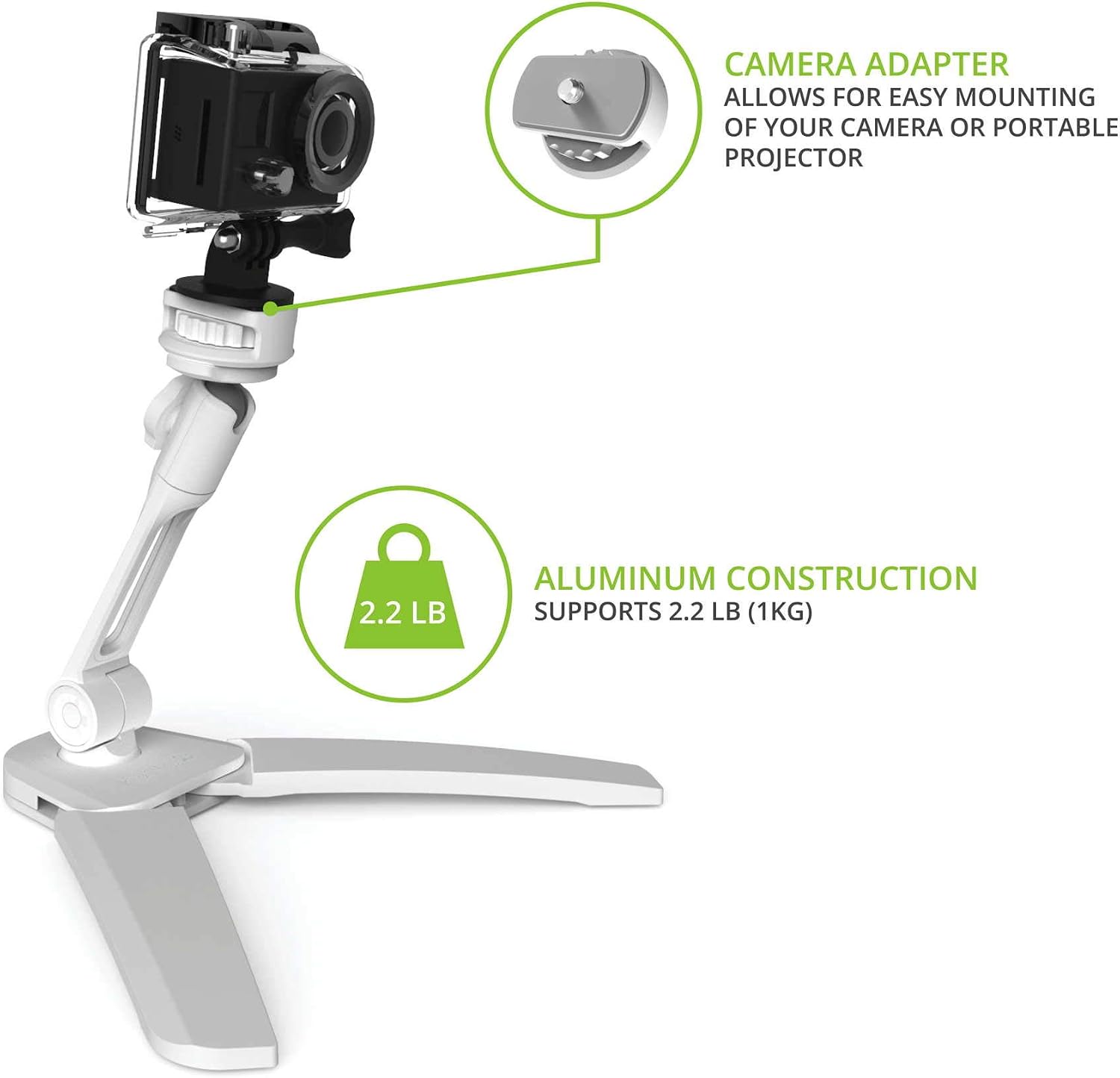 Kanto DS150 Smartphone and Tablet Stand for Devices up to 7.5 inches Wide | Includes 2 Mounting Brackets | White