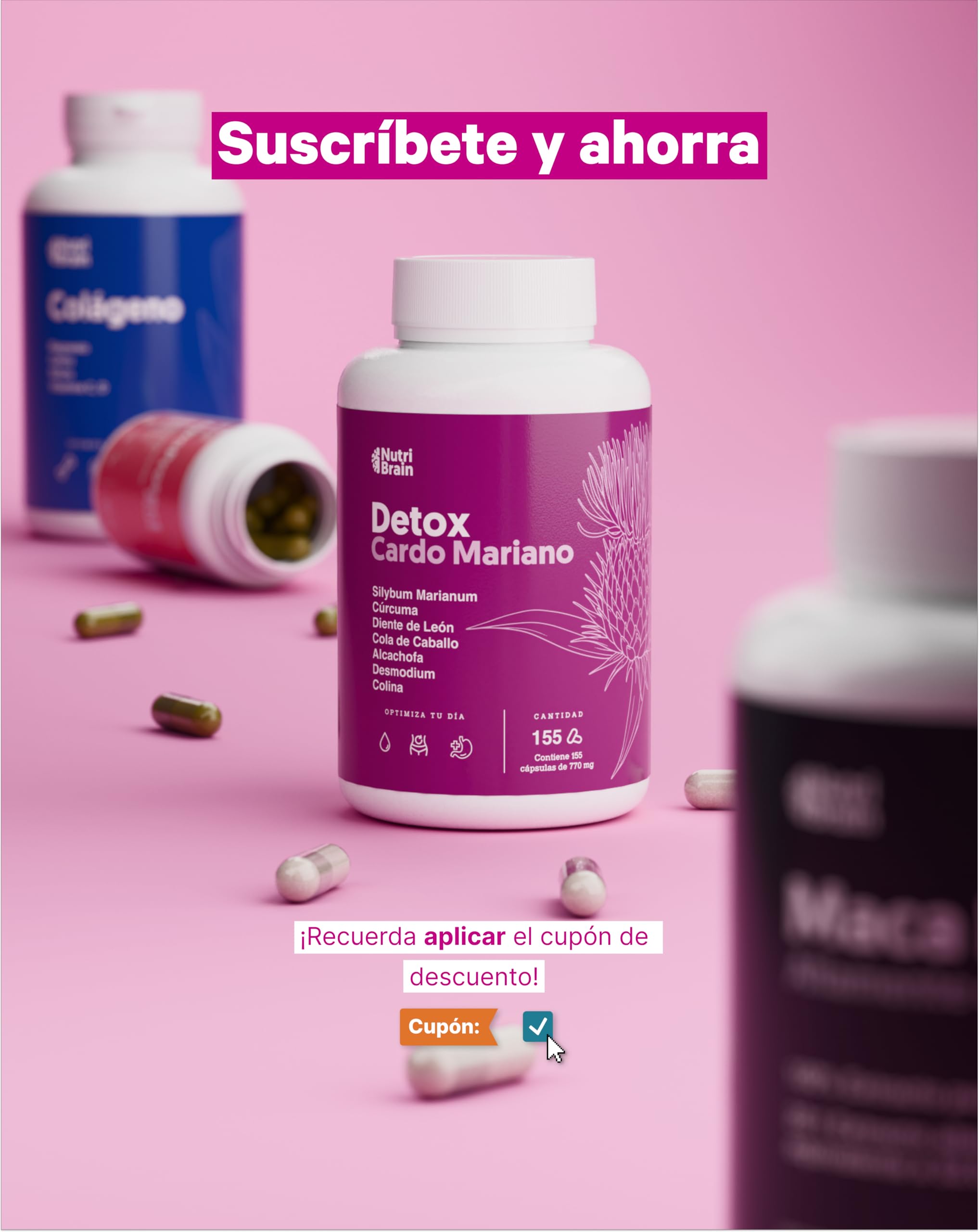 Cardo Mariano 3X ACCIÓN con Cúrcuma, Diente de León, Alcachofa, Cola de Caballo, Colina & Desmodium | Depurativo DETOX para apoyo Hepático, Diurético y Digestivo | 155 Cáps.